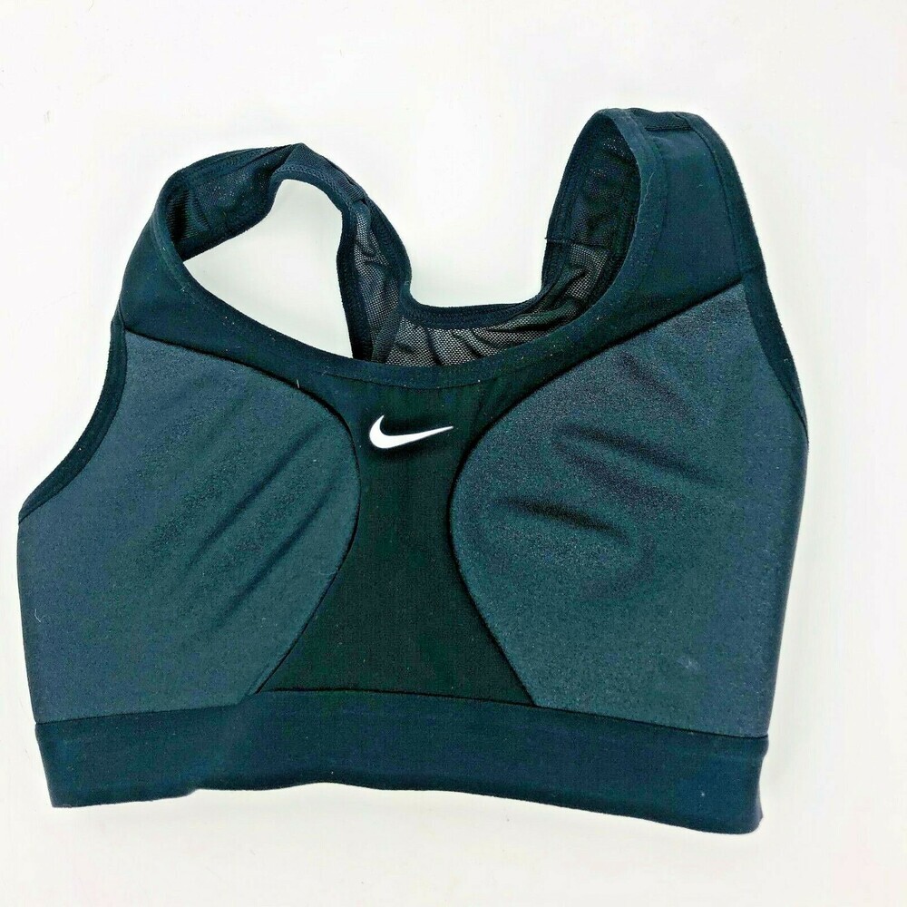 Nike Dri-Fit Women's Black Sparkle Racer Back Mesh Sports Bra XS Medium Impact